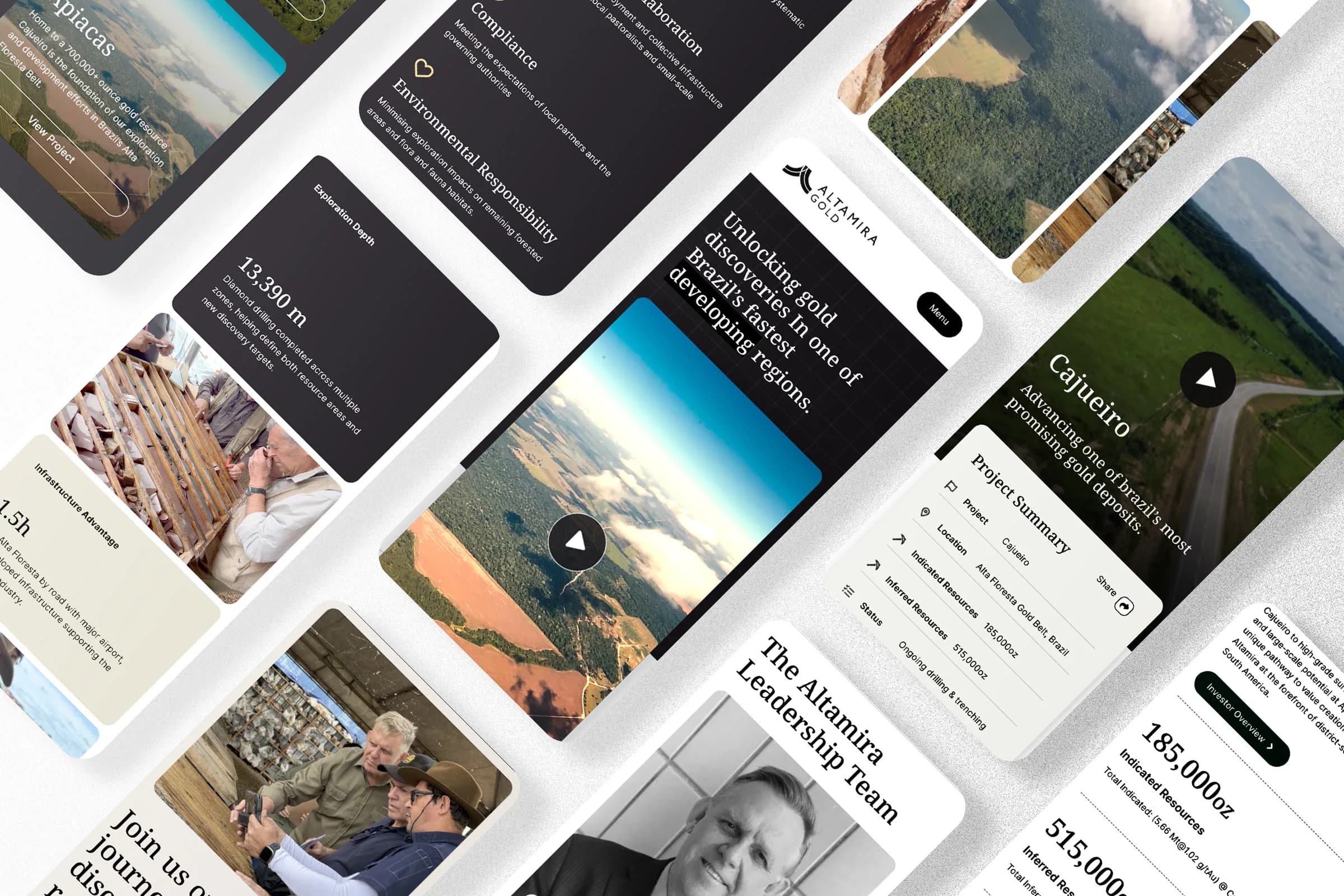 The site’s screens spread across phones on a pale ground.