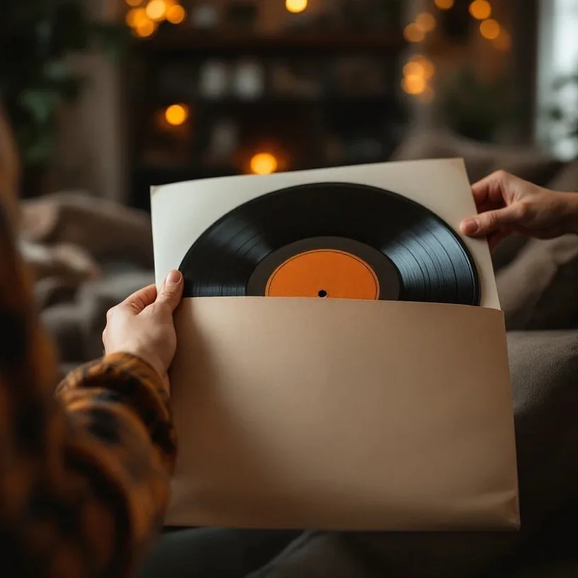 A record slid from its sleeve