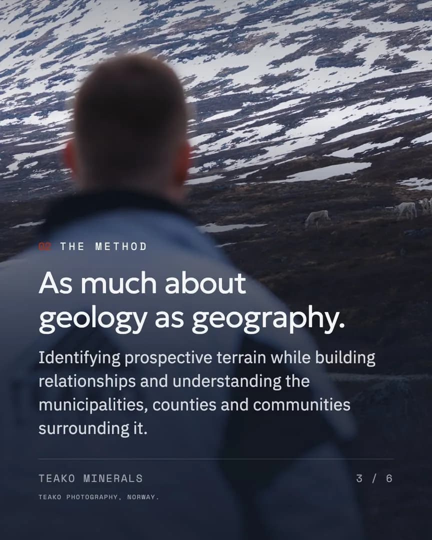 Exploration happens in someone’s municipality, page 3: “As much about geology as geography.”, a man from behind at the water