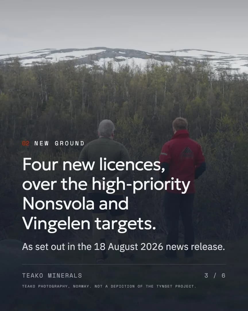 Field work at Tynset, page 3: “Four new licences, over the high-priority Nonsvola and Vingelen targets.”, a red jacket on the moor