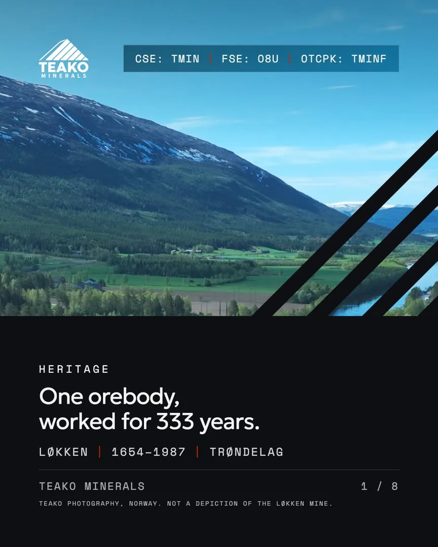 Løkken, 1654 to 1987, the front cover: “One orebody, worked for 333 years.” over the fjord canyon
